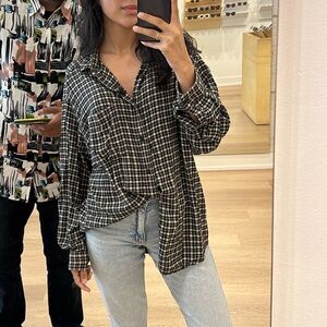 Claiborne Black & White Plaid Men's Button-Down Shirt